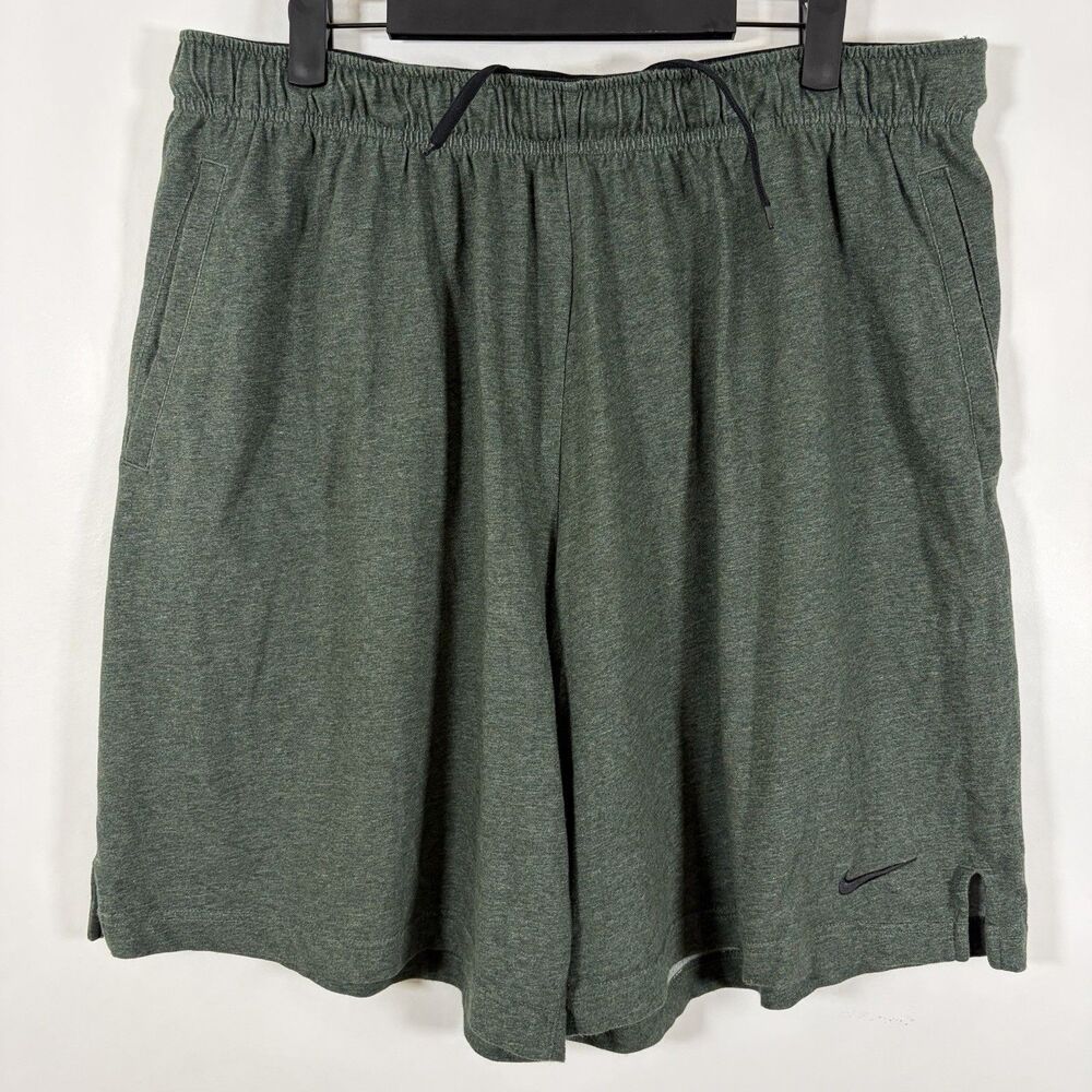 Nike Athletic Shorts Men XXL 2XL Green 36x9 Cotton Poly Blend Pockets Drawstring